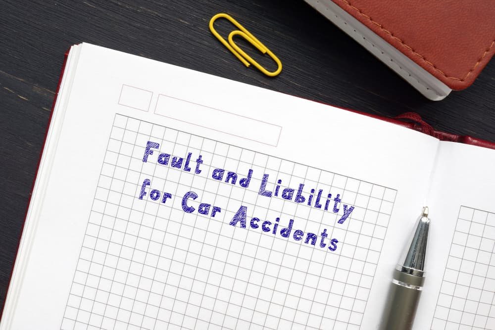 The phrase "Fault and Liability for Car Accidents" appears on the sheet.