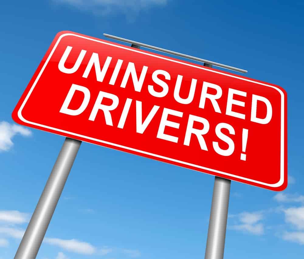 The illustration showing a sign highlighting the concept of uninsured drivers.